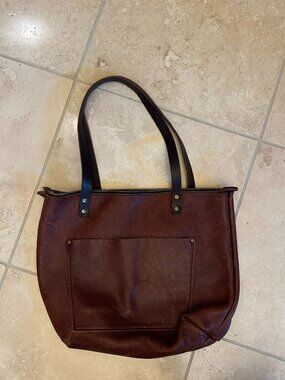 Portland Leather Goods brown leather tote bag nutmeg color